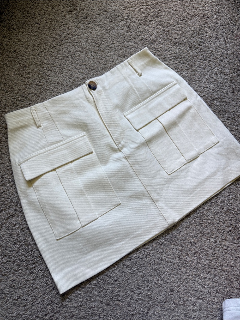 White Cargo Pocket Mini Skirt